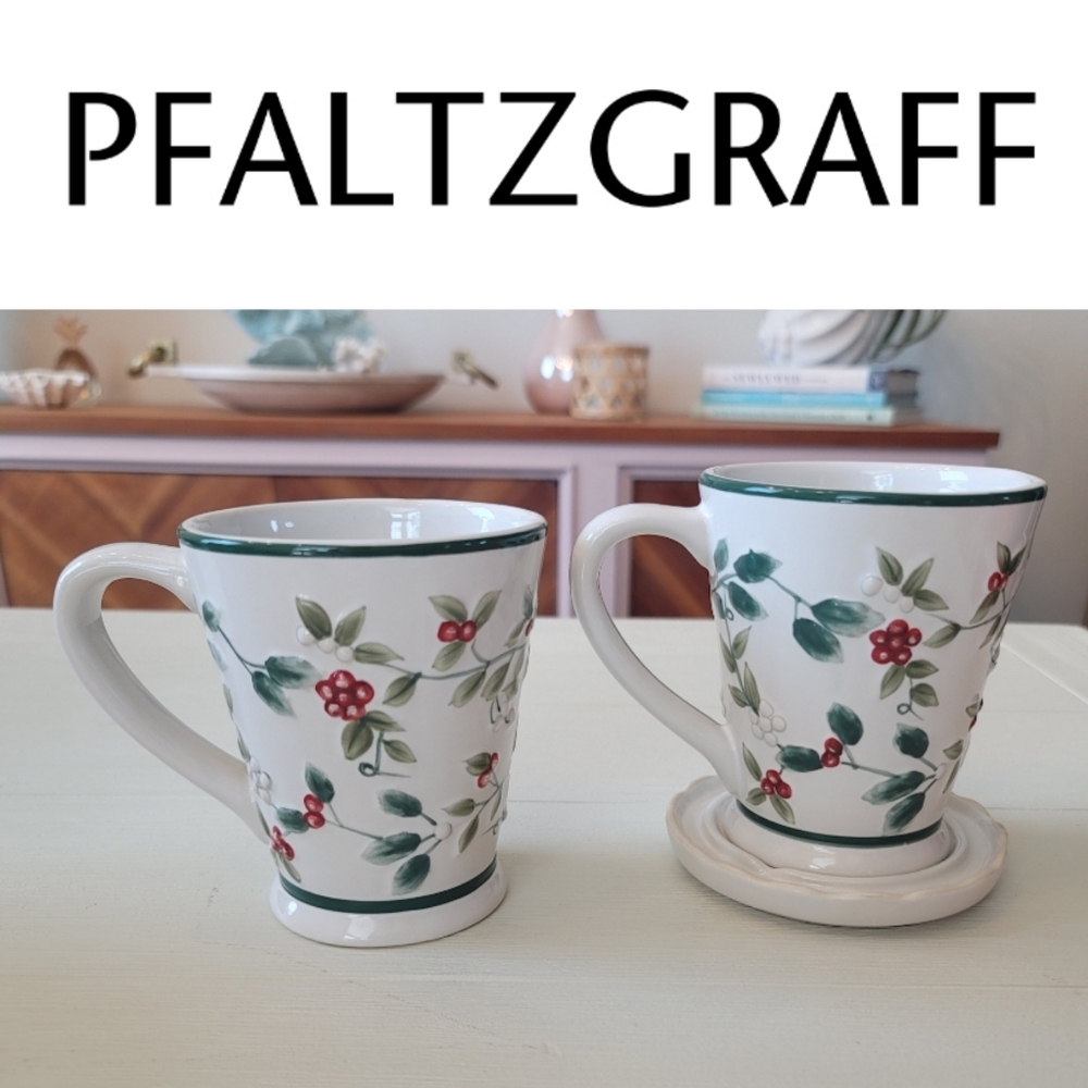 Pfaltzgraff Winterberry 12-Ounce Stoneware Mug Set and Cover